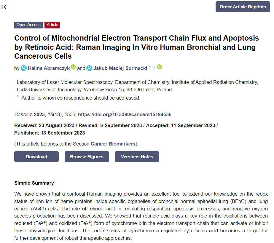 H. Abramczyk J.M.Surmacki Cancers15 2023