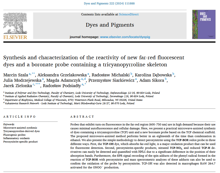 A. Sikora, R. Michalski - Dyes and Pigments 222 2024